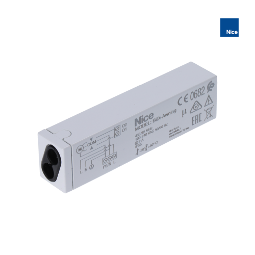 BiDi Awning řídicí jednotka pro motor rolety 230V / 500W s přijímačem 433.92MHz,IP55, rozměr 98x26x20mm